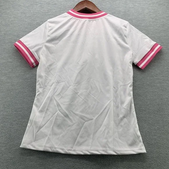 Women White Bodycon Shirts & Shorts with Sequined Front Logo Set Size XXL (A41) - Picture 4 of 13